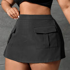 Women's Fashionable Mini Skirt with Practical Front Pockets and Elastic Waistband