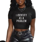 Women's Crop T-Shirt with Creative Slogan