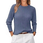 Women's Chunky Knit Sweater with Cable Knit Design and Long Sleeves