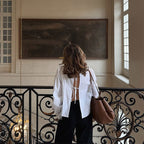 Women's Blouse with Lace Accents and Puff Sleeves