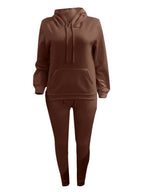 Men's casual jogging suit set with hoodie kangaroo pocket and tapered jogging pants
