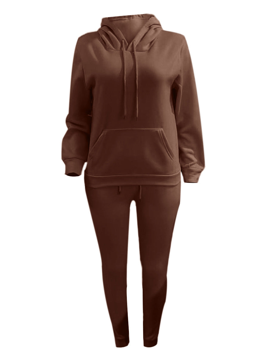 Men's casual jogging suit set with hoodie kangaroo pocket and tapered jogging pants