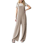 Women's Casual Corduroy Overalls with Pockets and Wide Legs