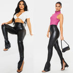 Women's High-Gloss Leggings with Side Zippers