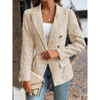 Elegant Blazer with Textured Pattern and Double-Breasted Button Closure