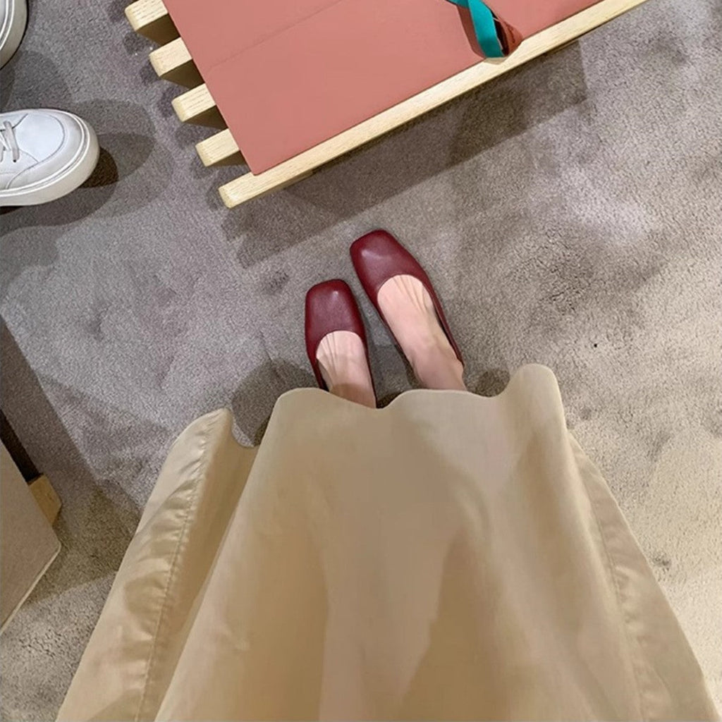 Women's Modern Square-Toe Ballet Flats with Fine Texture