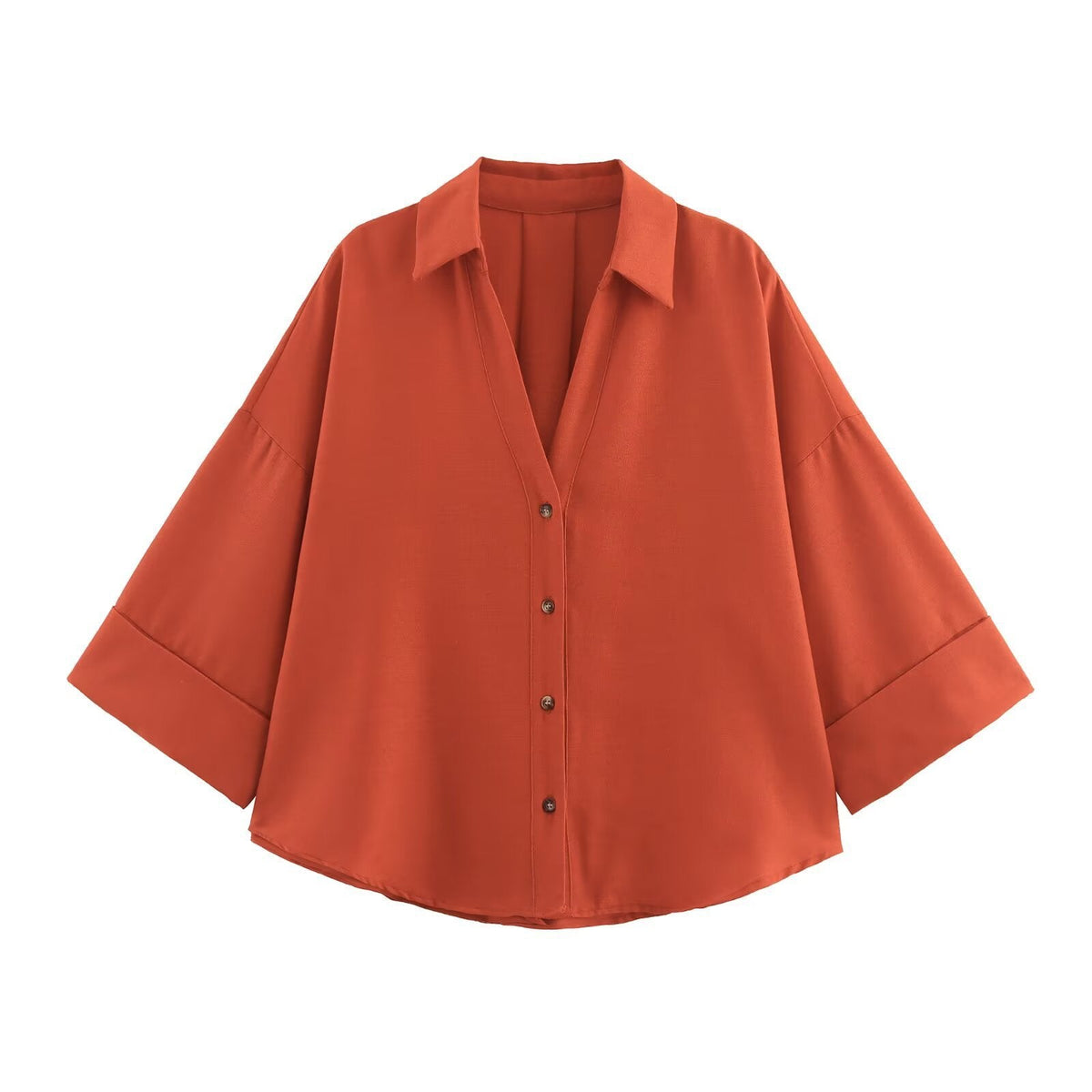 Women's Shirt Blouse with Casual Cut and Elegant 3/4 Sleeves
