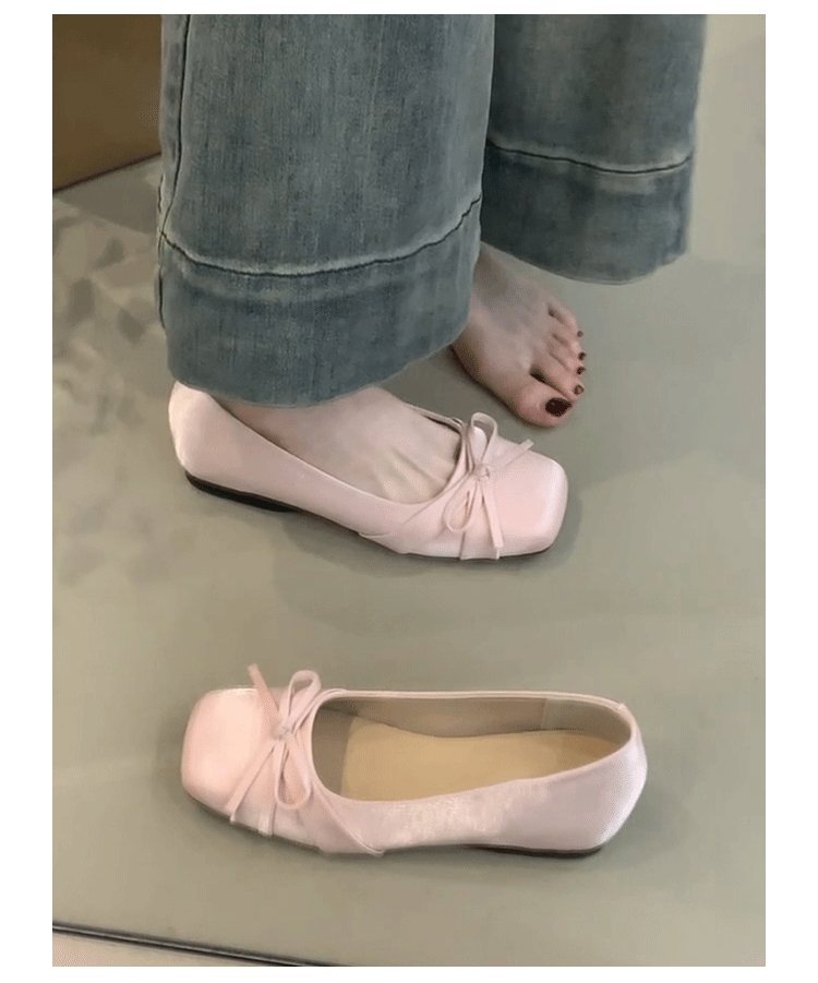 Women's Ballet Flats with Bow Detail and Comfort Footbed