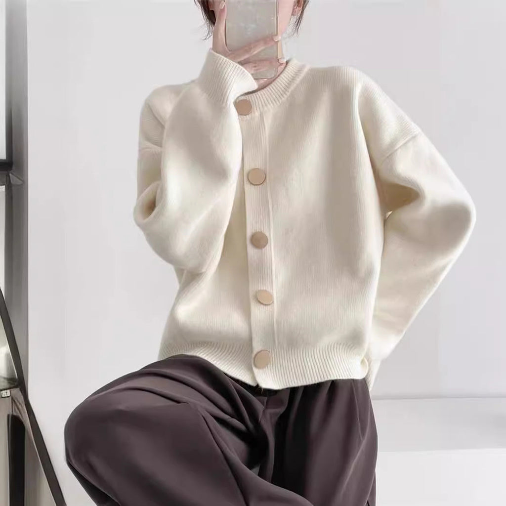 Women's Cozy Knit Cardigan with Button Detail