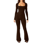 Women's Wide-Leg Bodysuit with Deep Neckline