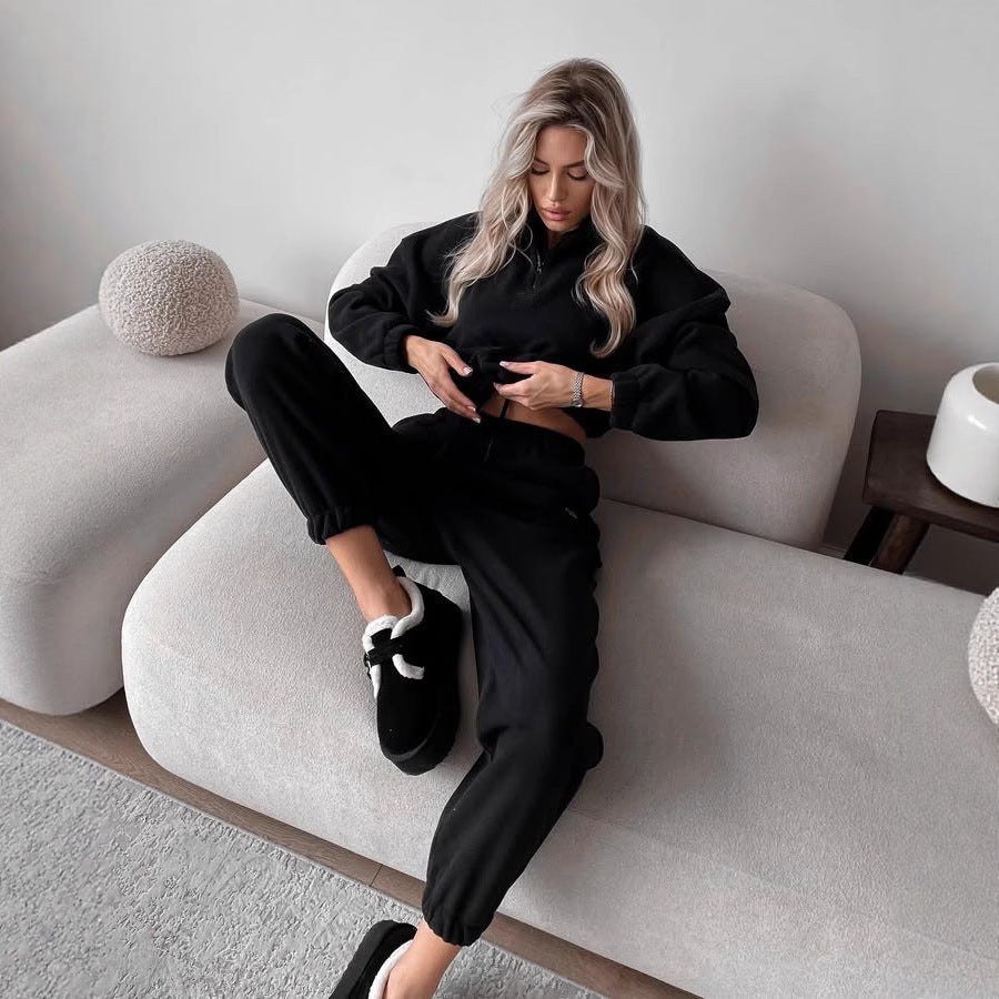 Women's Fleece Jogging Suit with High Collar