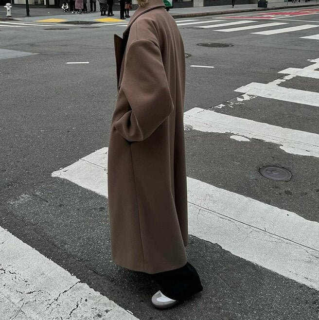 Women's Elegant Double-Breasted Trench Coat with Belt