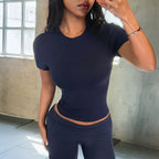Women's Shaping Short-Sleeve Shirt in Elastic Cotton Blend