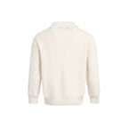 Elegant Knit Sweater with Modern Collar