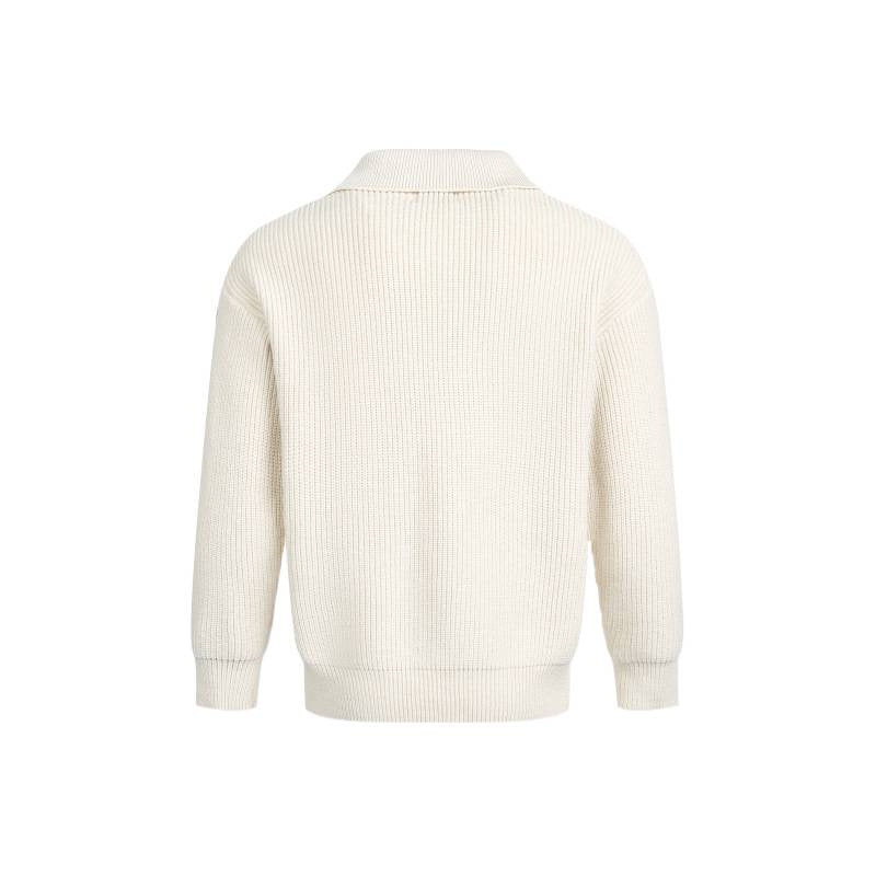 Elegant Knit Sweater with Modern Collar