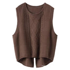 Women's Sleeveless Cable Knit Vest with Modern Details