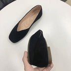 Women's Suede Ballet Flats with Elegant V-Cut