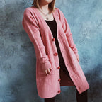 Women's Chunky Knit Cardigan with Modern Button Details and Casual Fit