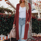 Women's Casual Open-Front Knit Coat with Pockets