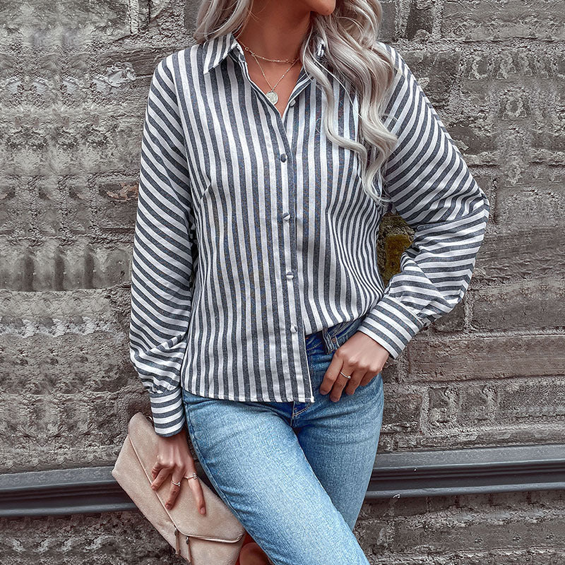Women's Tie-Front Shirt with Striped Design