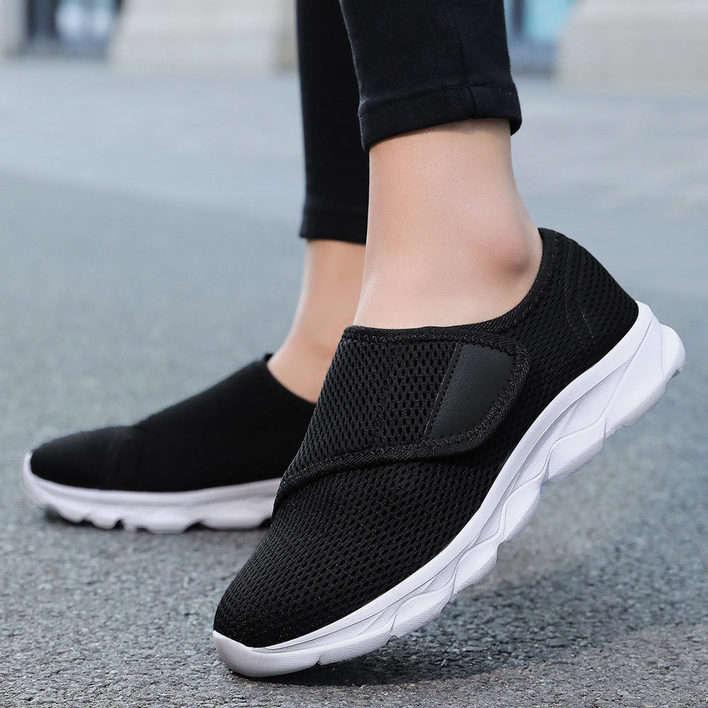 Women's Breathable Slip-On Sneakers with Practical Hook-and-Loop Closure