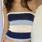 Women's Bandeau Top with Colorful Stripes