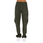 Women's High-Waisted Cargo Jeans with Straight Leg