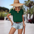 Women's Blouse with Flowing Cut and Playful Ruffle Details