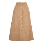 Textured Corduroy Maxi Skirt with Button Detail