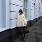 Women's Blouse with Large Collar and Subtle Ruffles