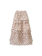 Women's Maxi Skirt with Voluminous Ruffles and Dots