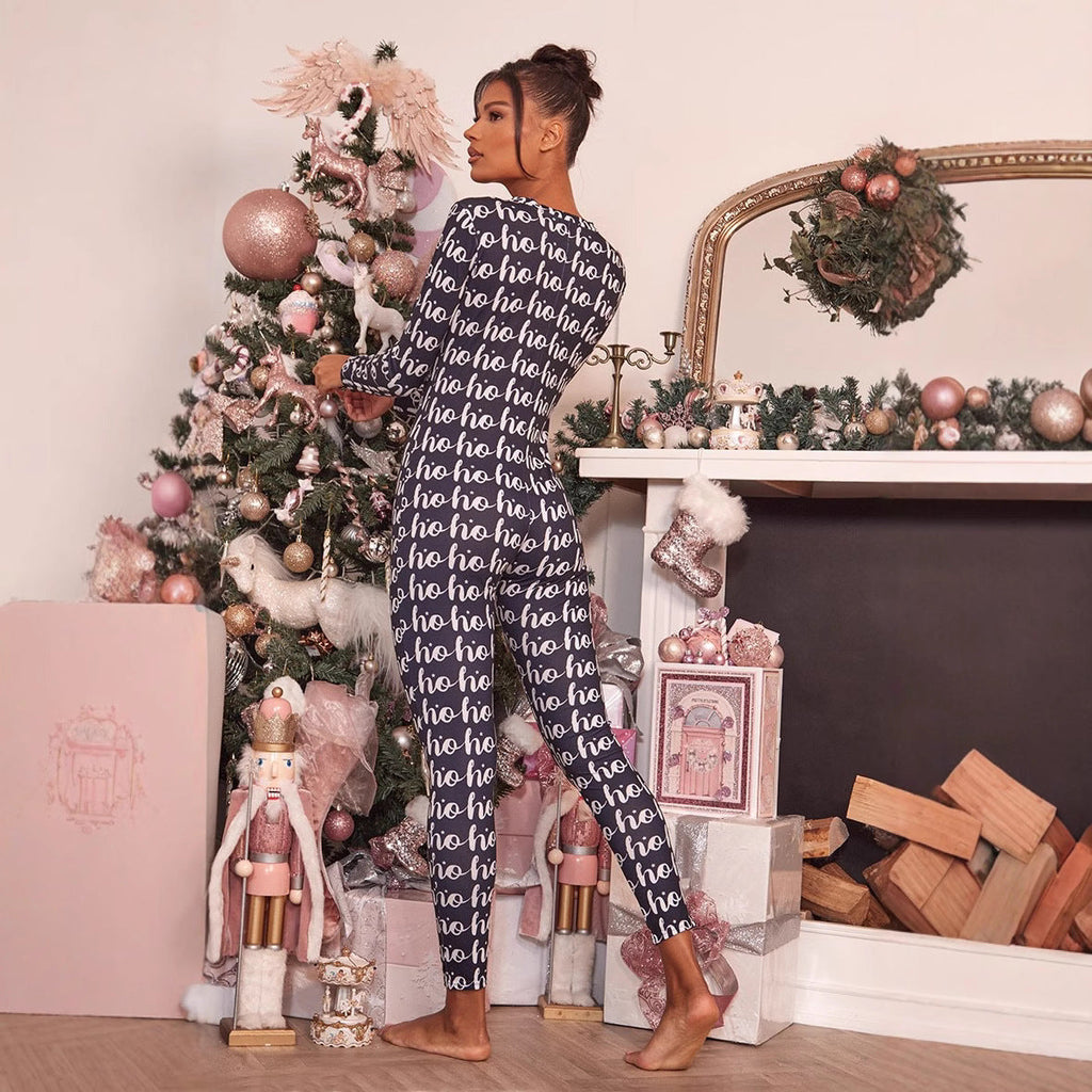Women's Cozy Long-Sleeve Holiday Jumpsuit