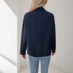 Women's Elegant Blouse with Decorative Pleat Structure
