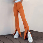 Women's Flared Leggings with Side Slit