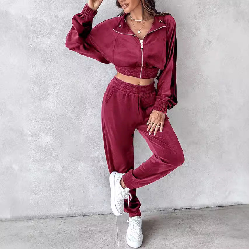 Women's Casual Sport Suit with Elastic Waistband and Pockets