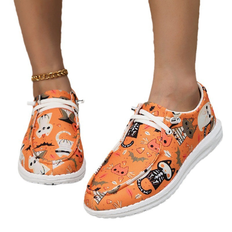 Women's Breathable Casual Sneakers with Halloween Print
