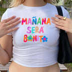 Women's Lips Print Crop T-Shirt
