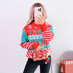 Women's Festive Knit Sweater with Creative Holiday Design