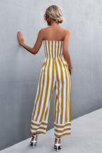 Women's Jumpsuit with Striped Top and Wide Leg