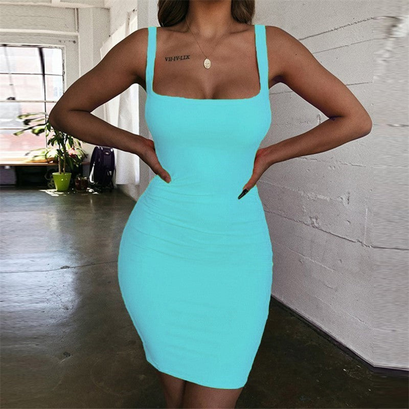 Bodycon Mini Dress with Wide Straps