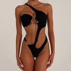 Women's Asymmetrical One-Piece Swimsuit with Decorative Details