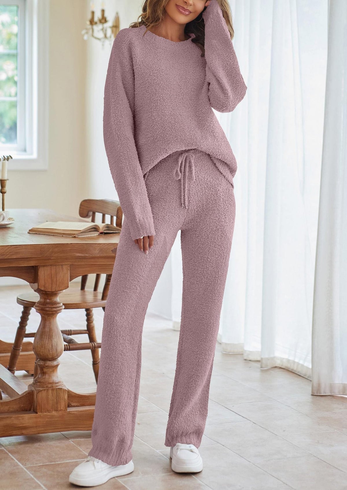 Women's Cozy Lounge Set with Oversized Sweater and Drawstring Pants