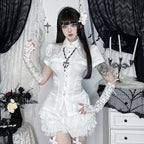 Women's Gothic Lace Shirt with Puff Sleeves