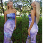 Women's Bodycon Maxi Dress with Off-the-Shoulder Design and Gradient