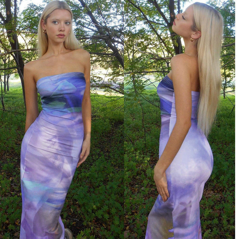 Women's Bodycon Maxi Dress with Off-the-Shoulder Design and Gradient