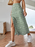 Women's Maxi Skirt with Floral Print and Side Slit