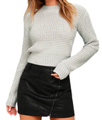 Women's Chunky Knit Sweater with Wide Cut and Texture