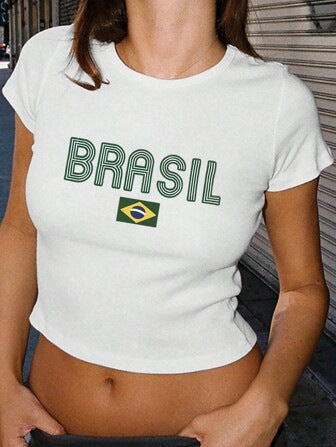 Women's Crop T-Shirt with 'MEXICO' Graphic