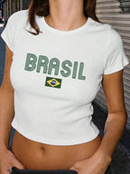 Women's Crop T-Shirt with 'MEXICO' Graphic