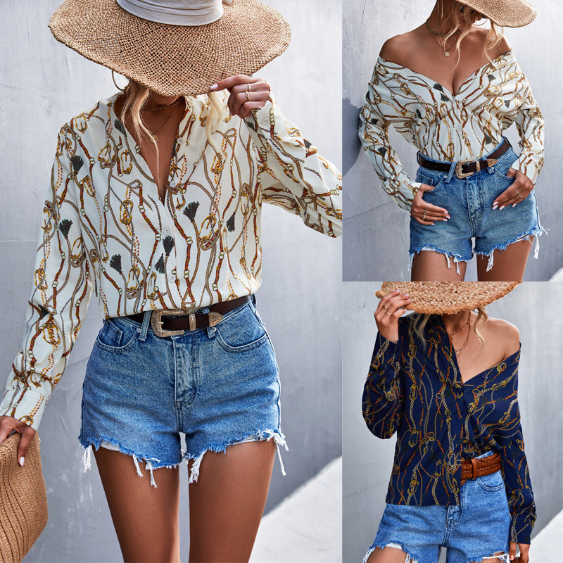 Women's Blouse with Chic Chain Pattern